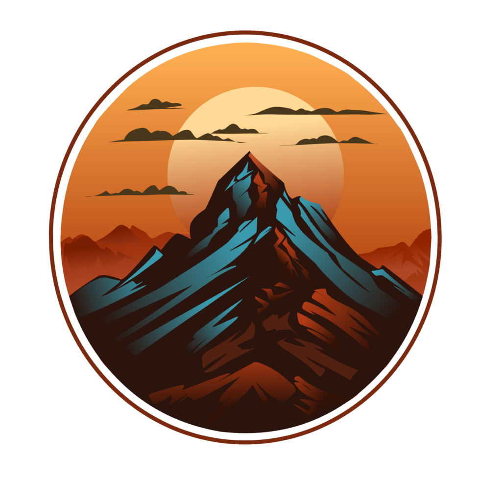 Mountain sunset illustration png