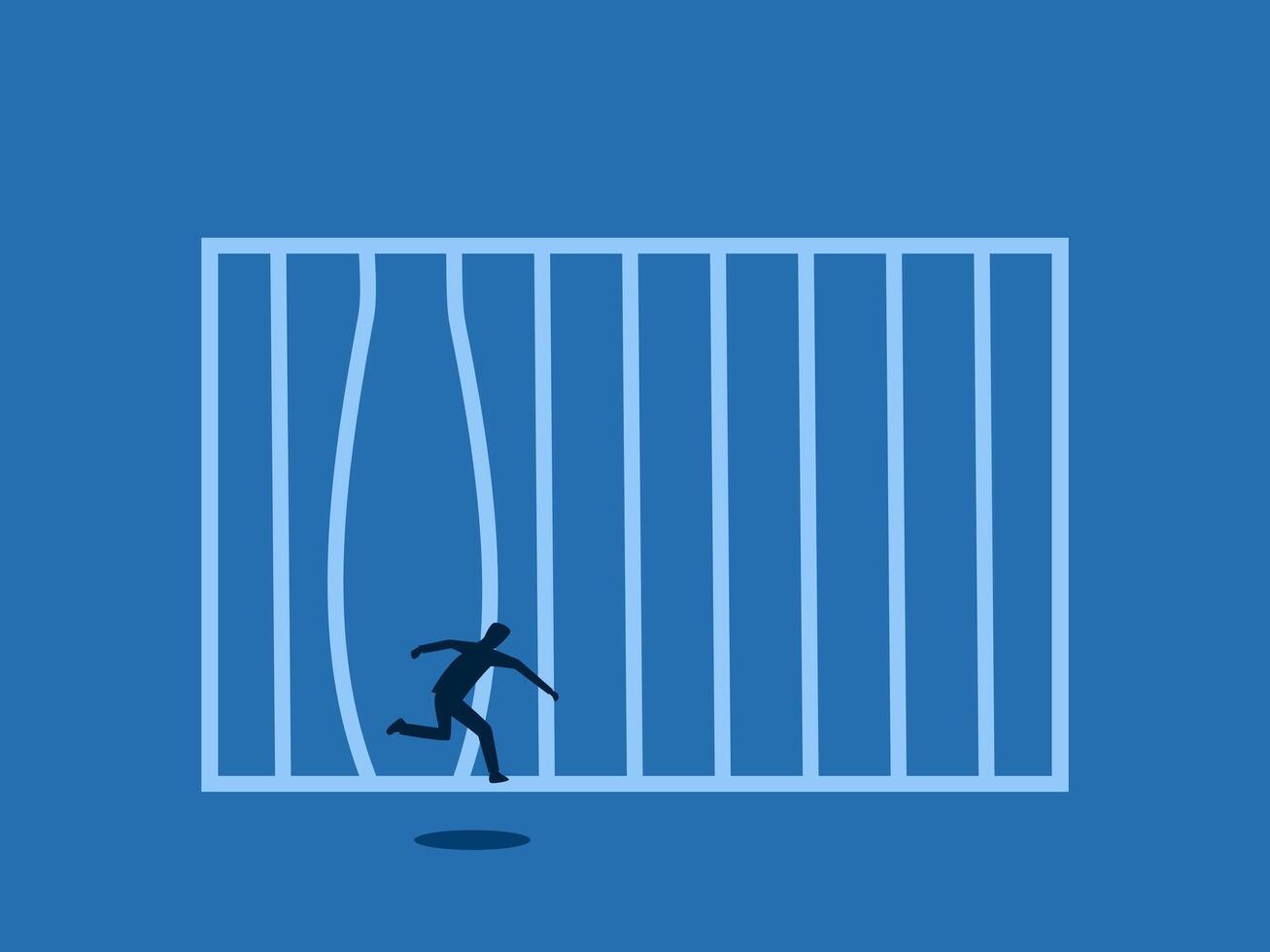 Escape, Businessman breaks out of prison vector