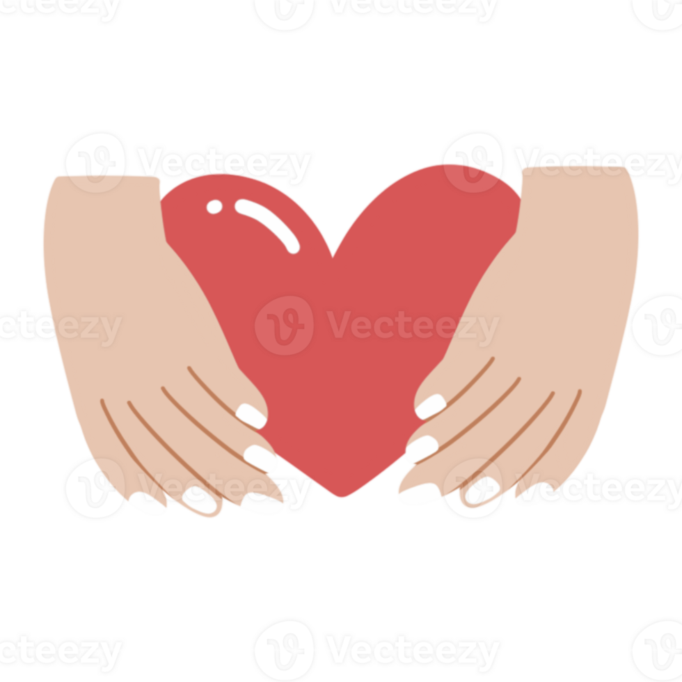 Two hands holding a heart in the shape of a heart png