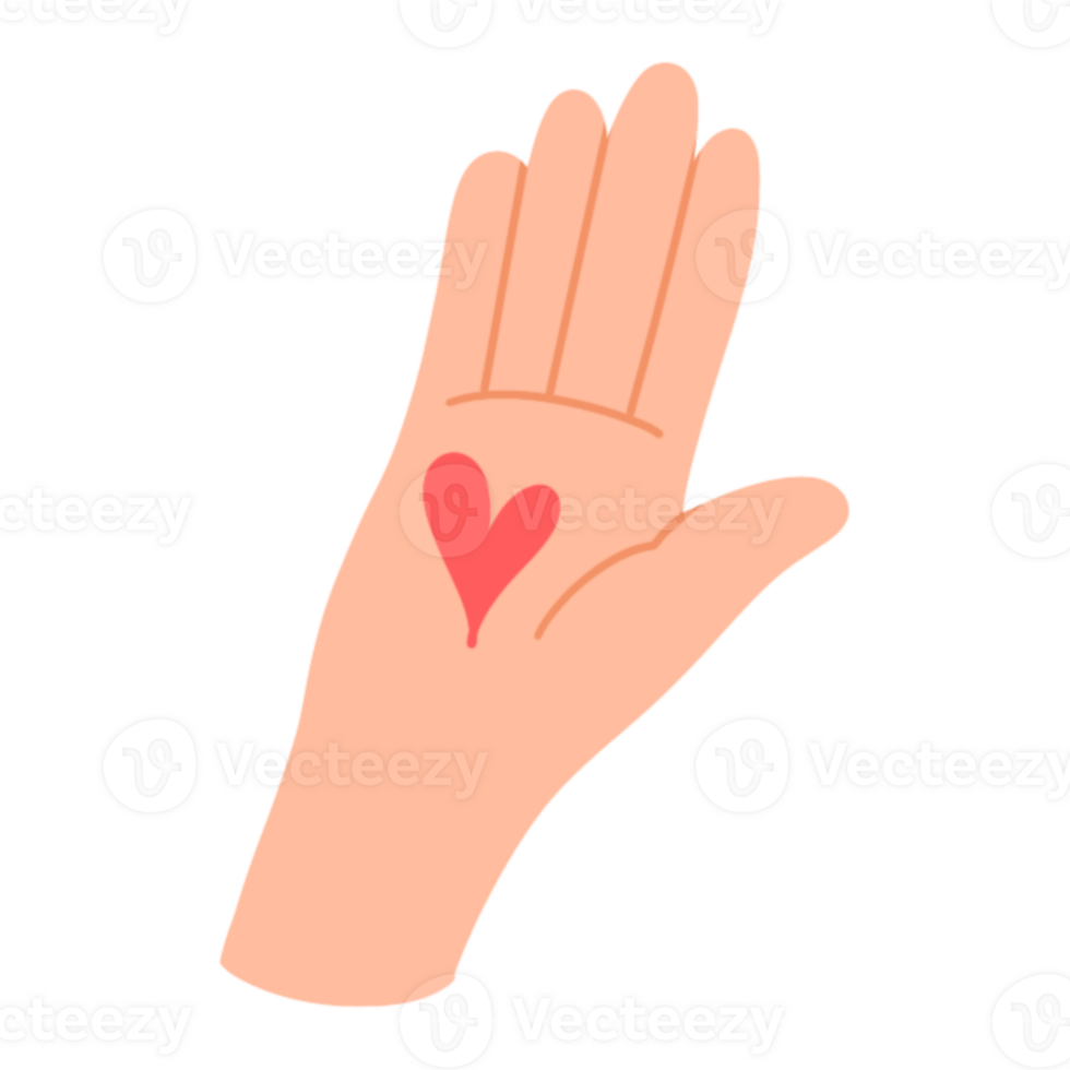 A hand with a heart on it png