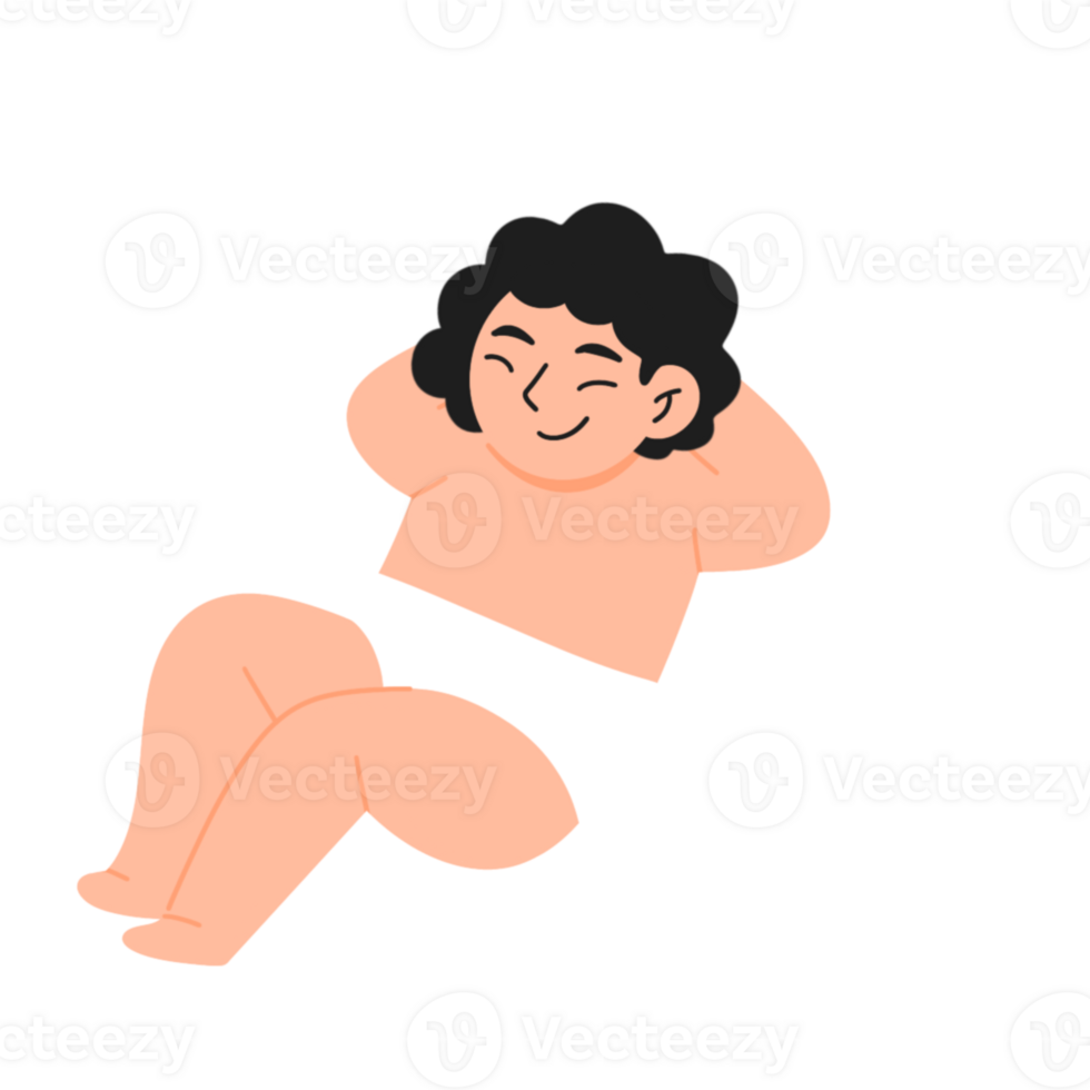A cartoon angel laying on his back png