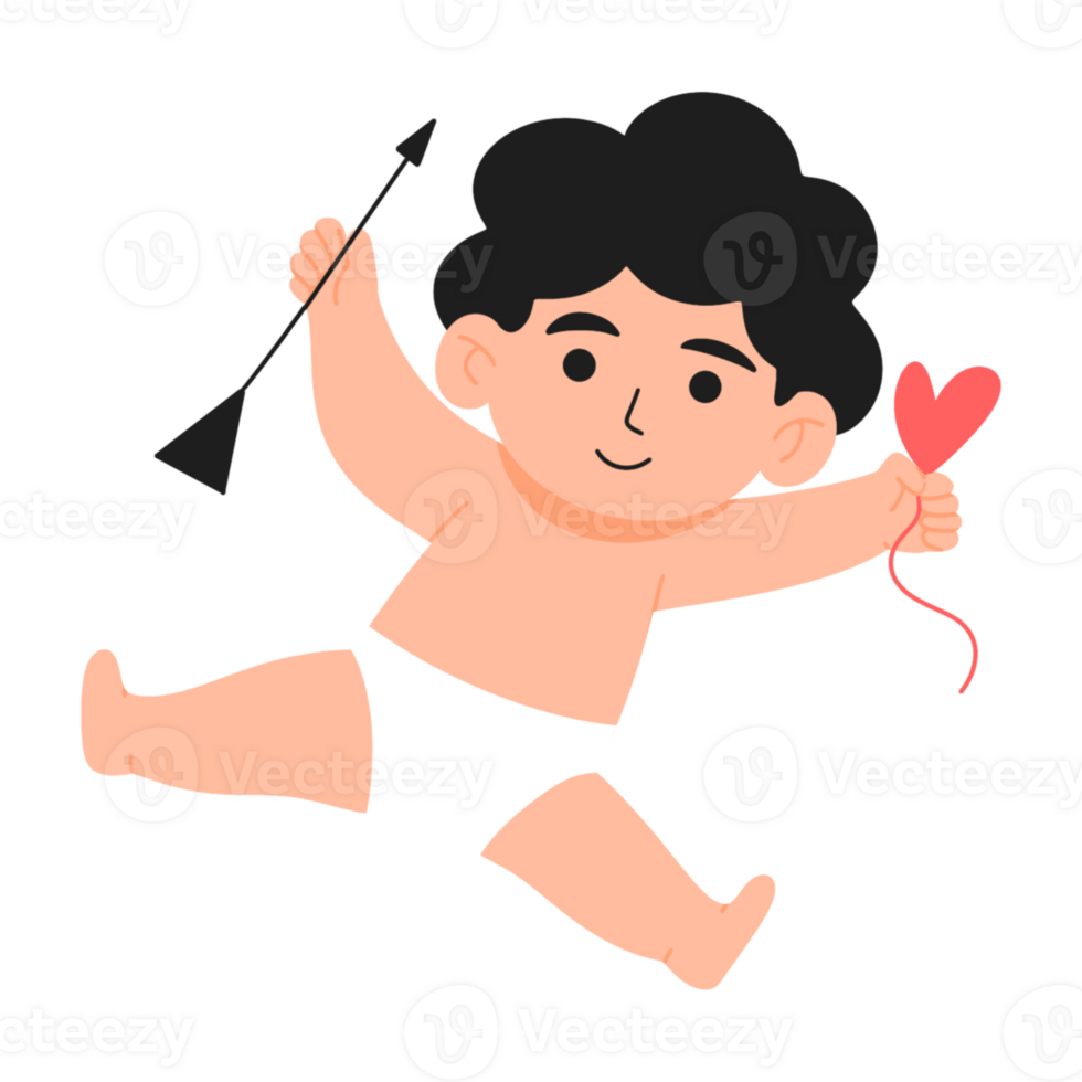 Cupid with arrow and heart png