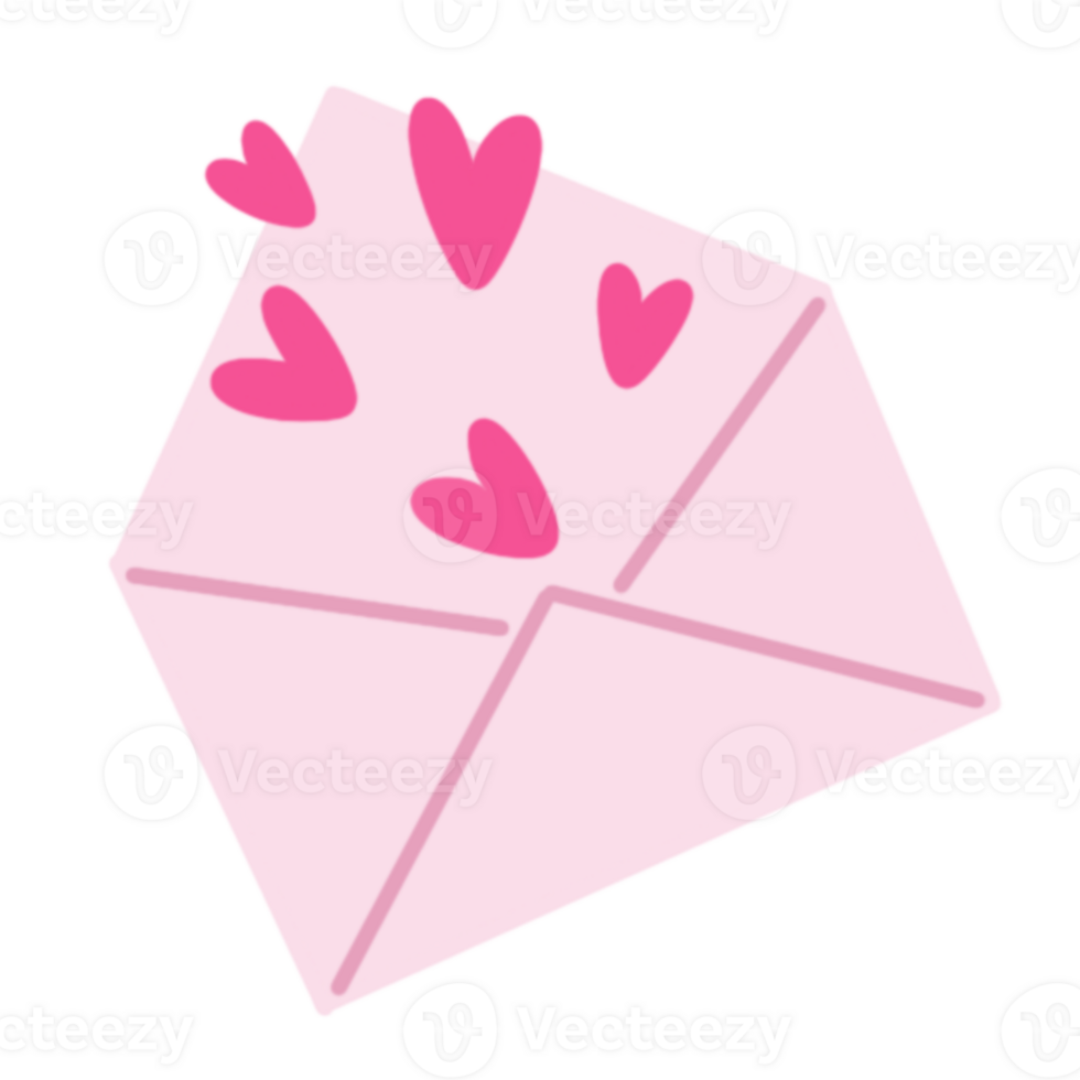 An open pink envelope with hearts in it png