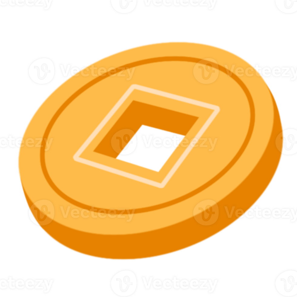 An orange coin with a square in the middle png