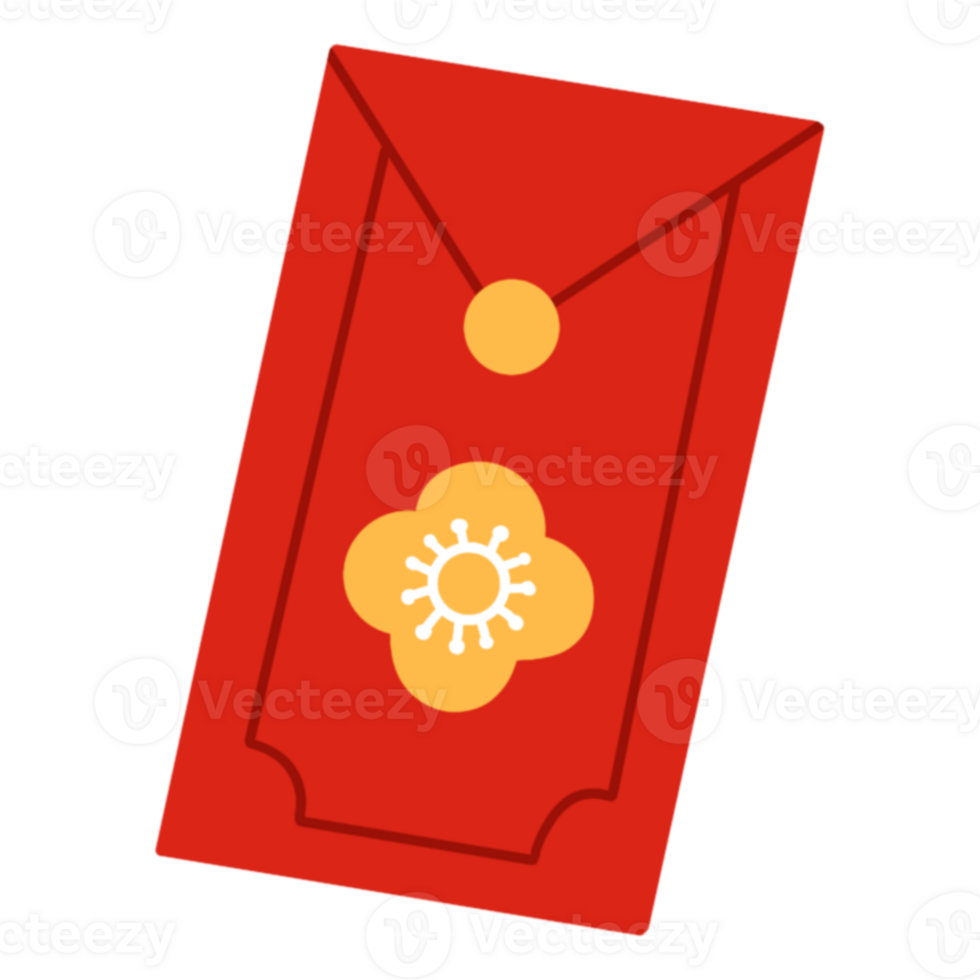 A red envelope with a flower Chinese gifts png