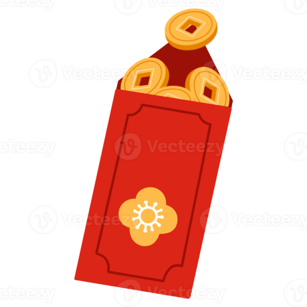A red envelope with coins inside png
