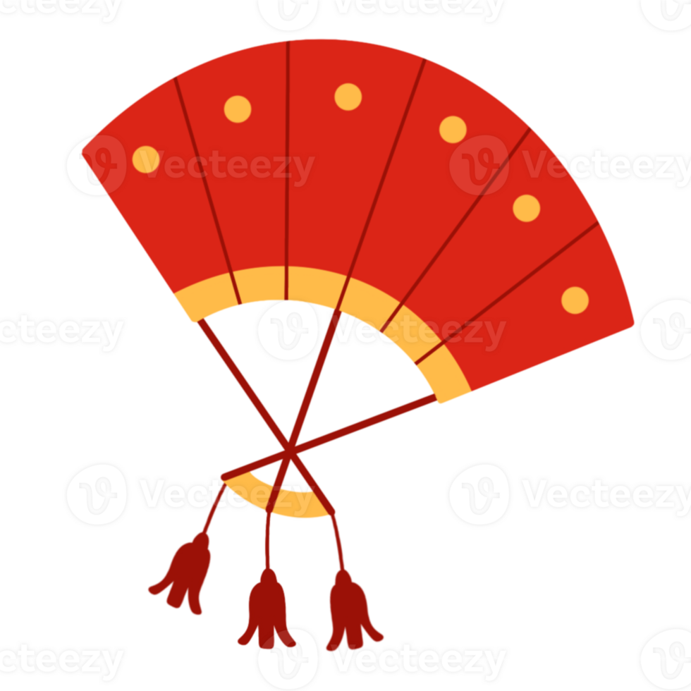 A red fan with a yellow handle png