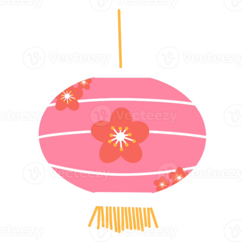 A pink paper lantern with a flower on it png