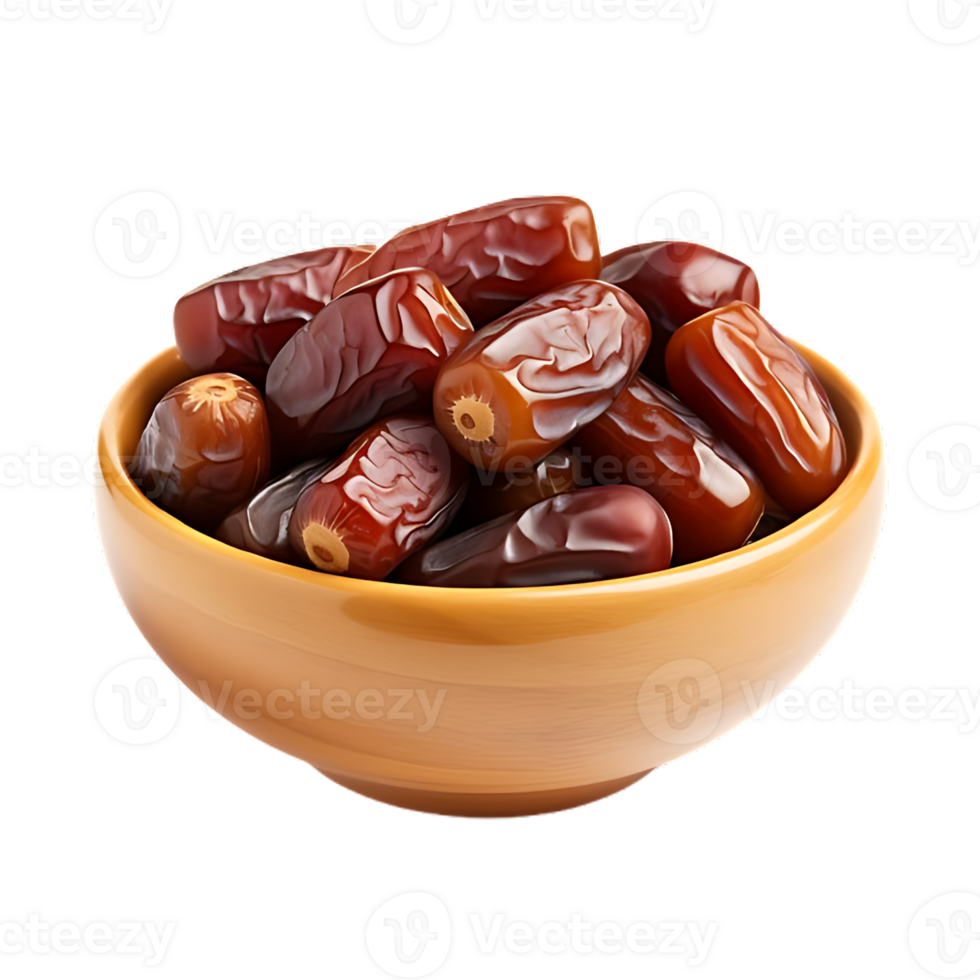 A bowl of dates isolated on transparent background png