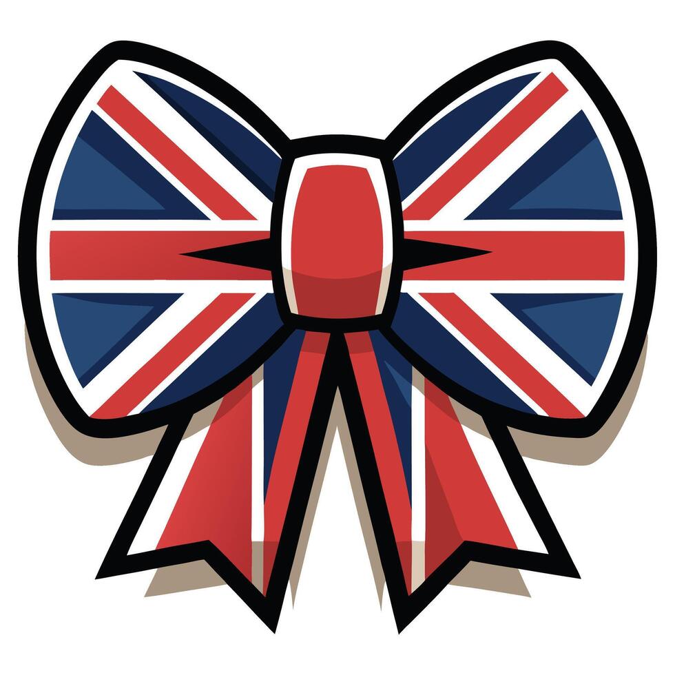 A cartoon union jack bow with UK flag vector