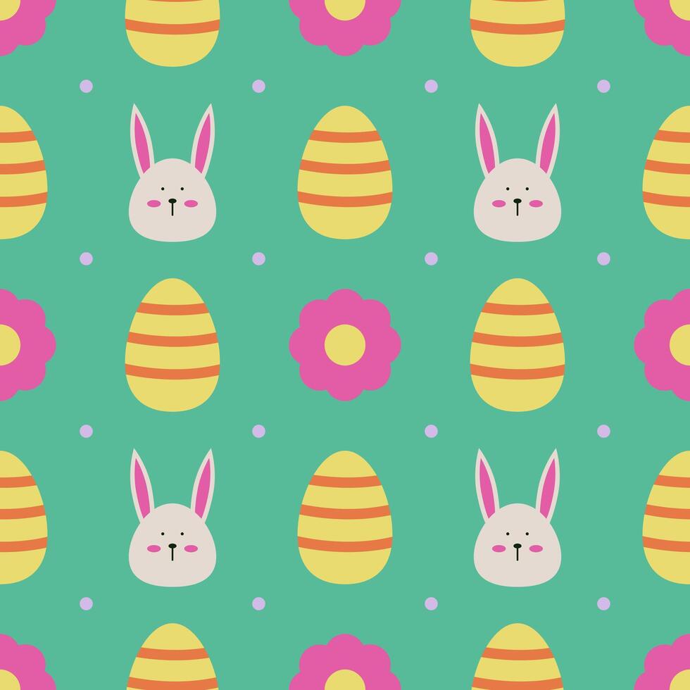 Seamless Easter pattern featuring bunny faces vector