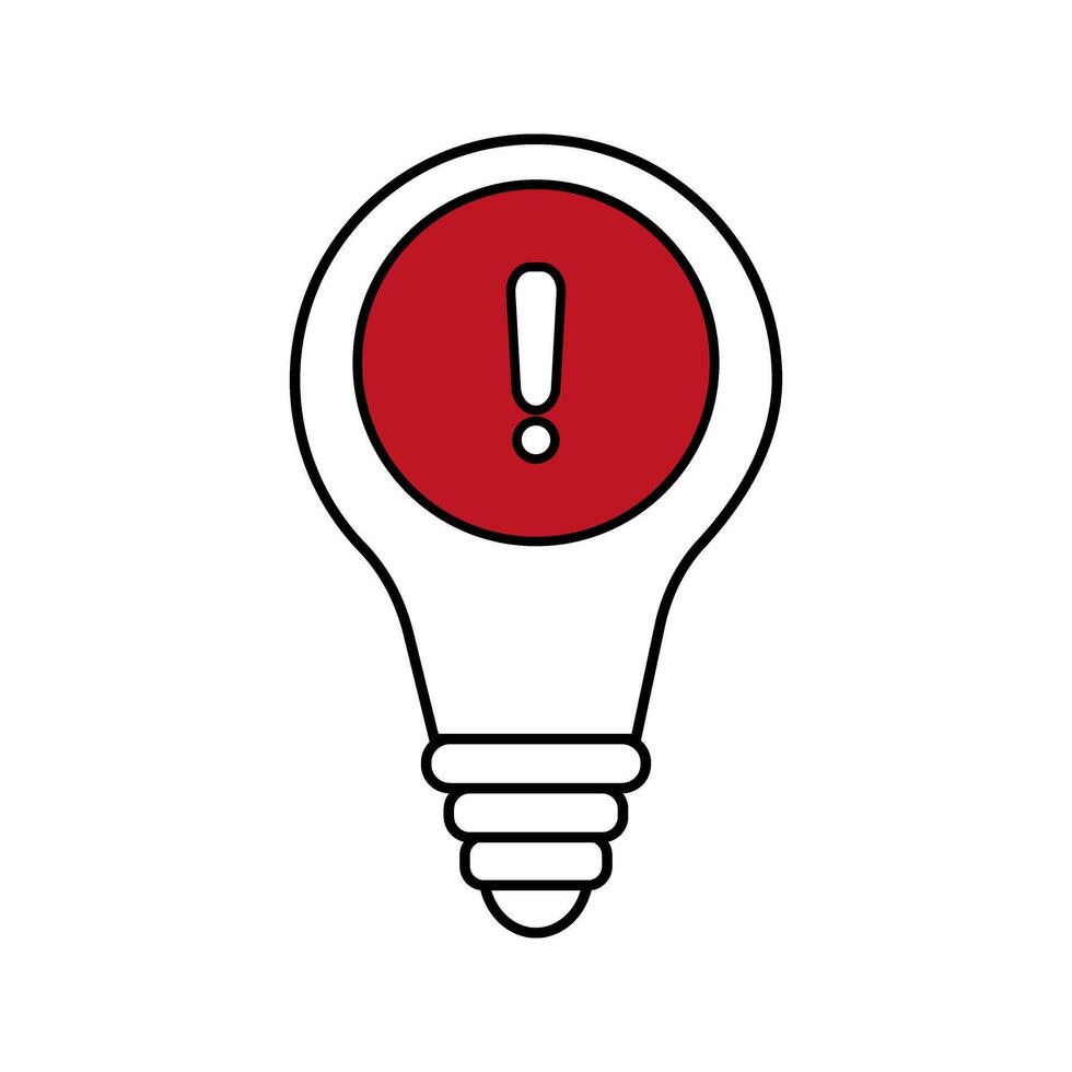 lightbulb with red exclamation mark icon vector