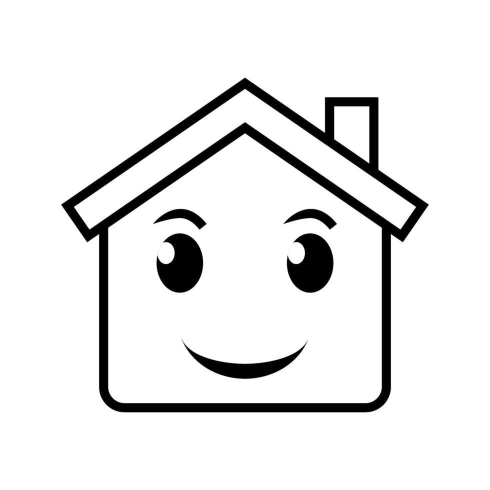 a house with a facial smile icon vector