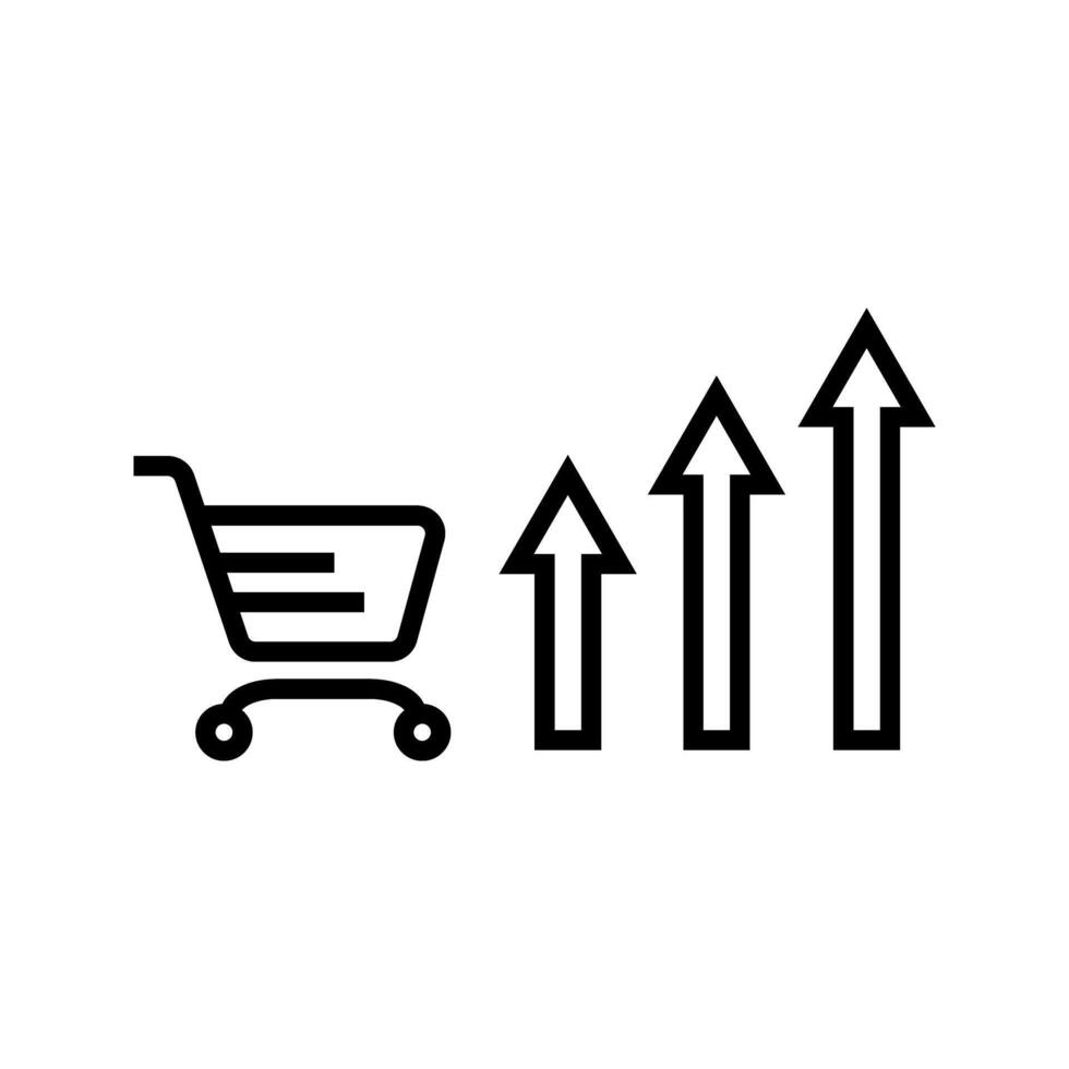 shopping cart with increased arrow icon vector