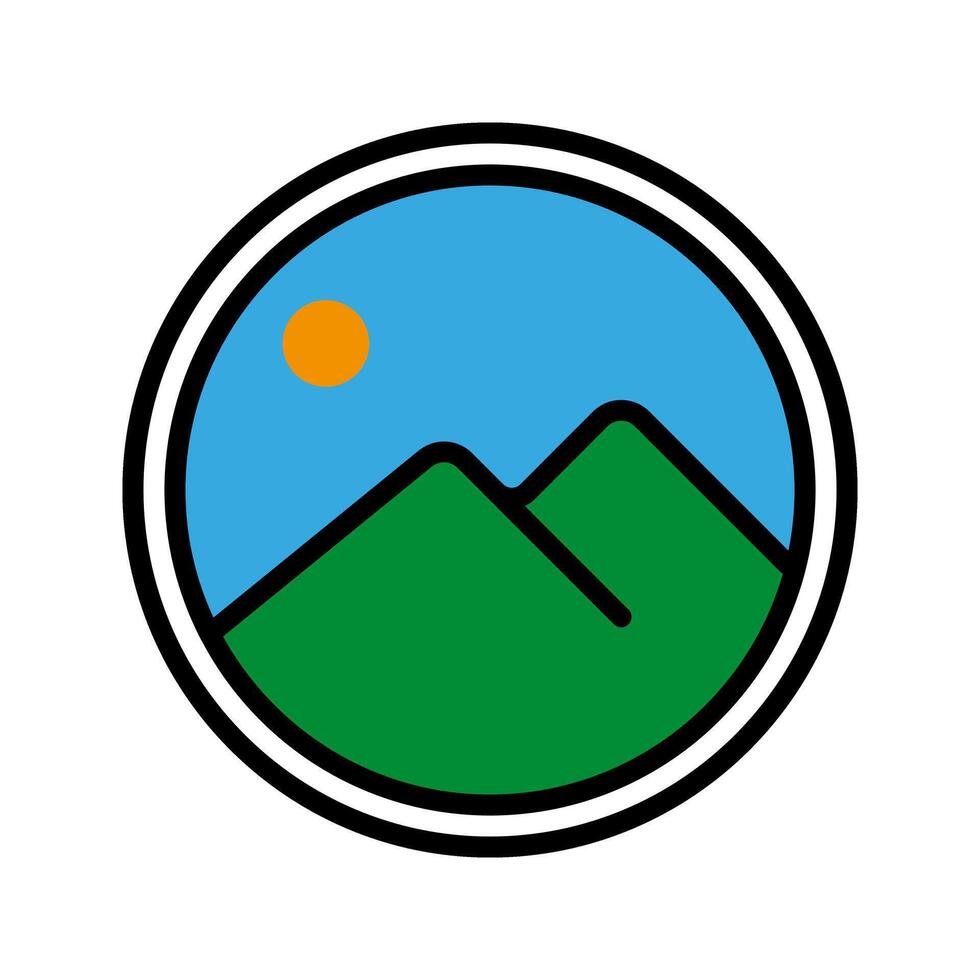 image gallery icon in circle shape vector