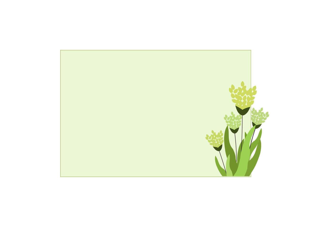 A blank card frame with green flowers and leaves vector