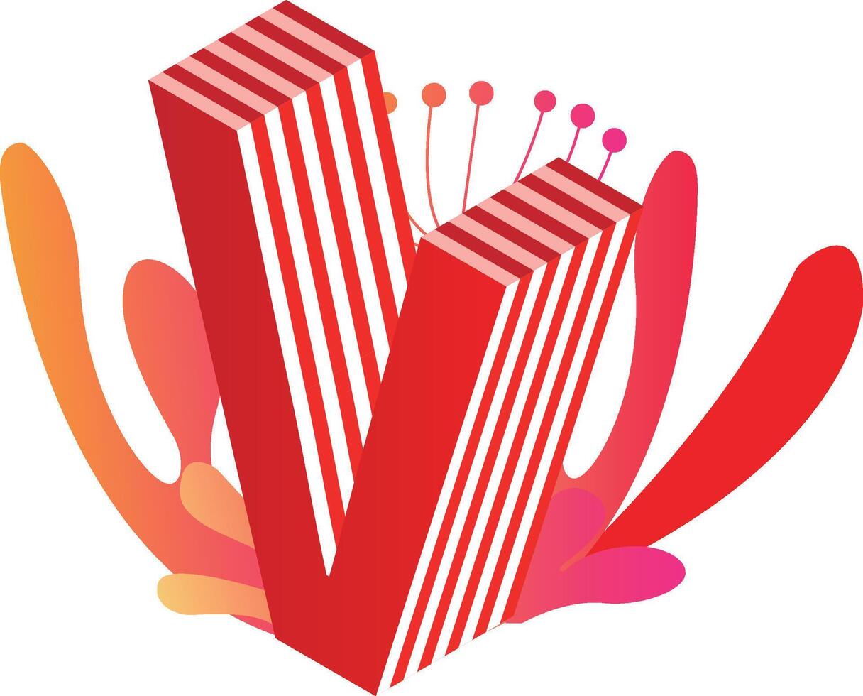 The v logo with a red and white stripe vector