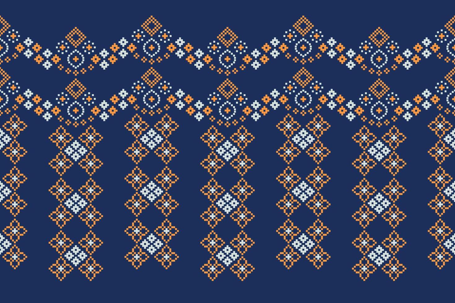 Blue background color with ethnic motif design fabric pattern wallpaper. vector