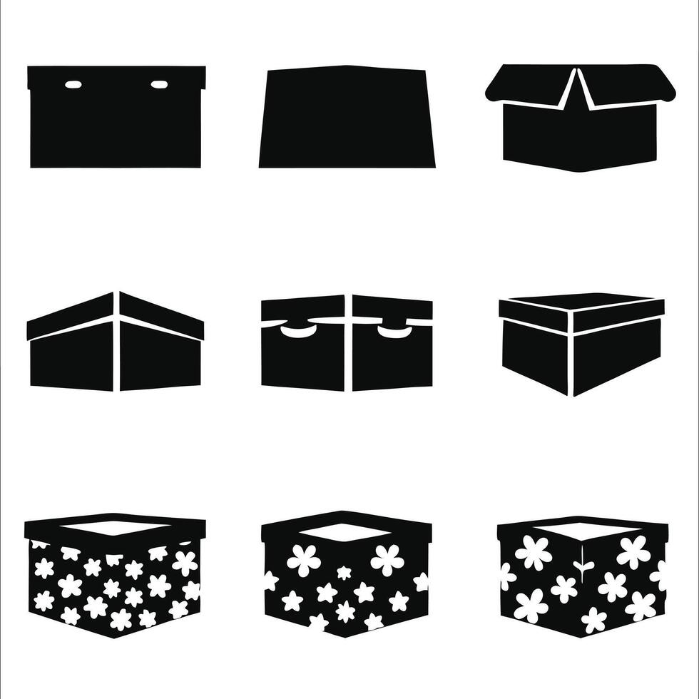 Set of Various Box Icons Different Shapes and Styles vector