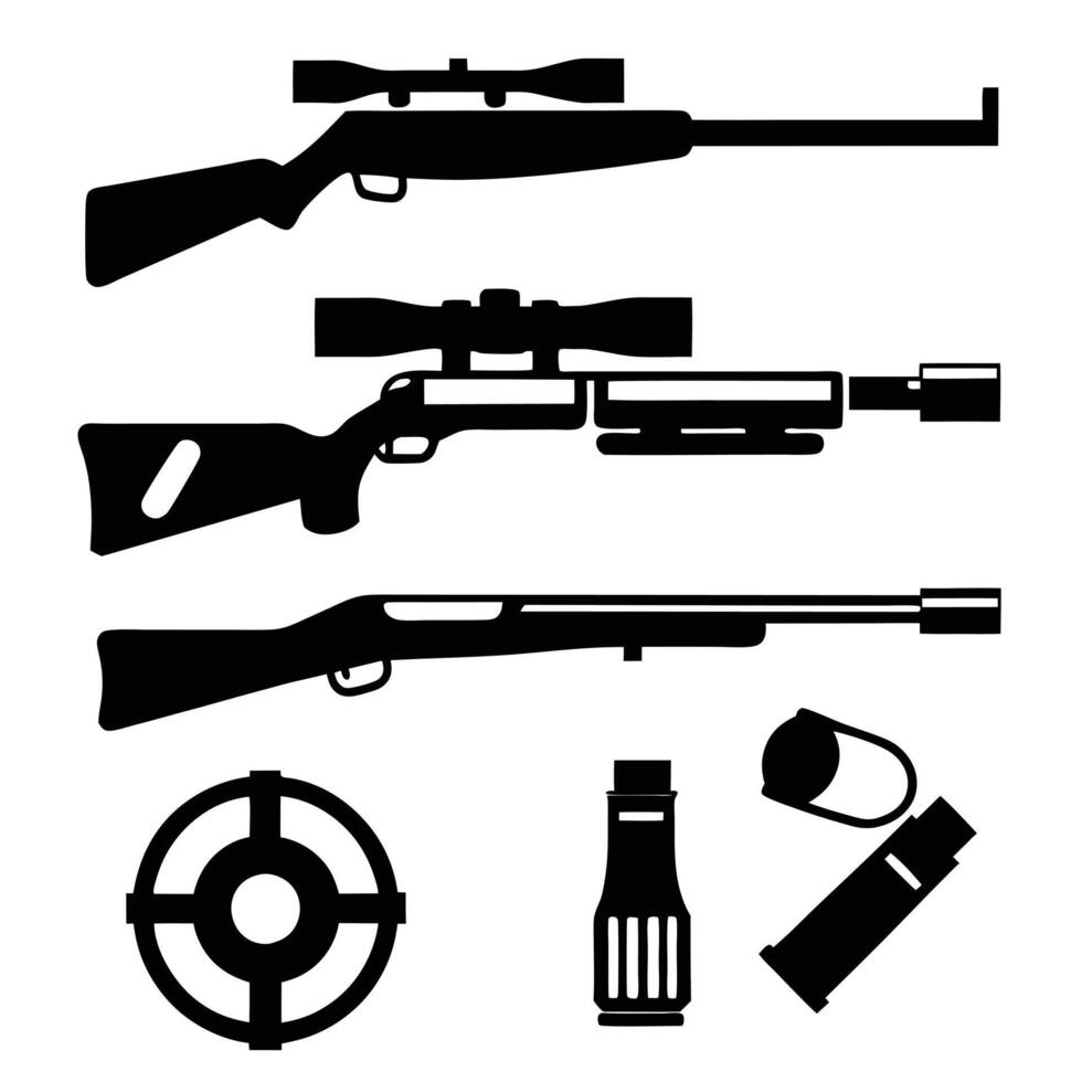 Firearm Silhouette Set Versatile Rifle Designs in Format vector