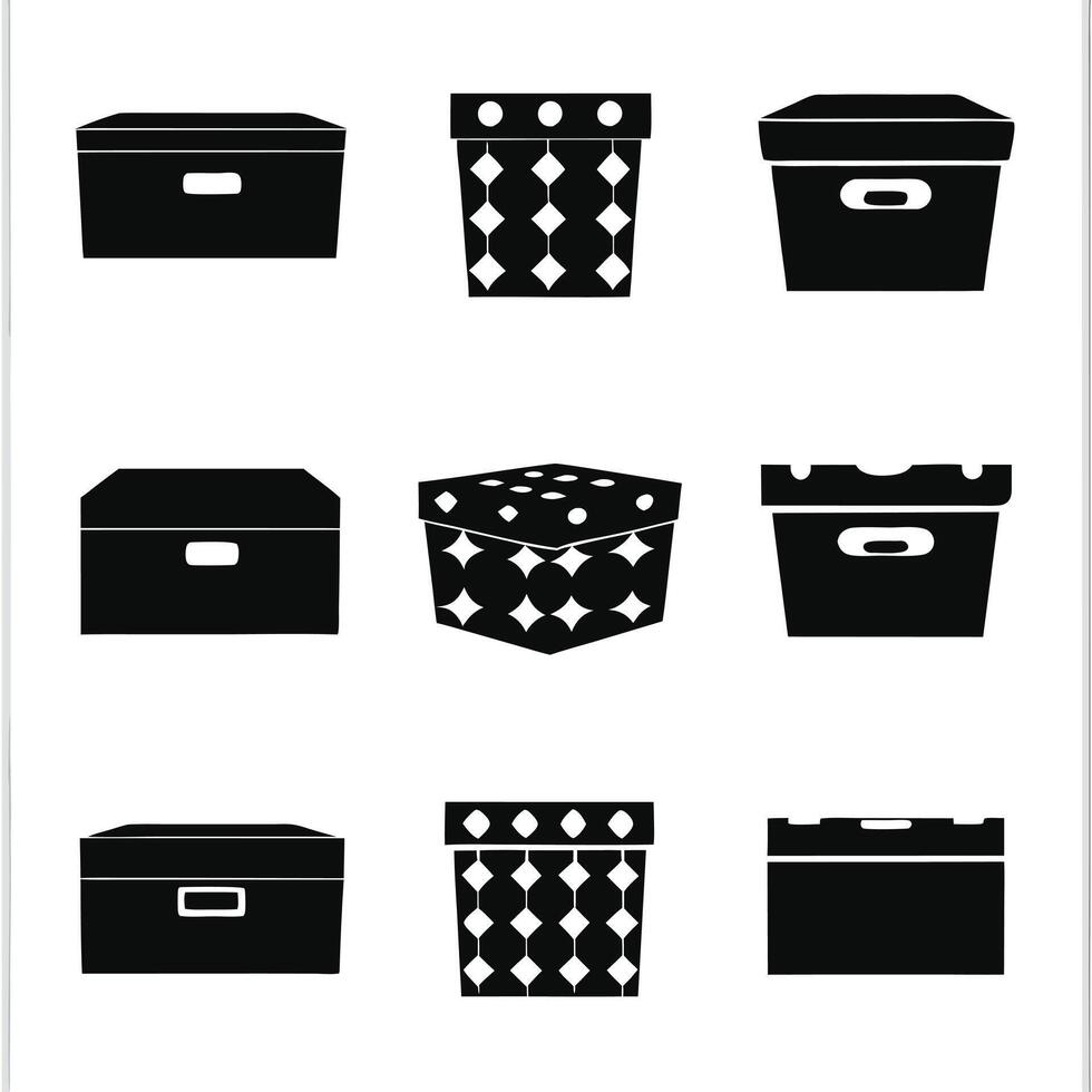 Minimalist Box Illustrations Open, Closed, and Stacked vector