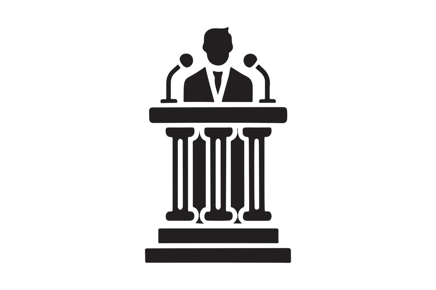 Monochrome Tribune Silhouette Contemporary Art vector