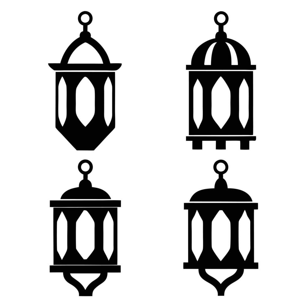 Stylized Lantern Silhouettes for Creative Use vector