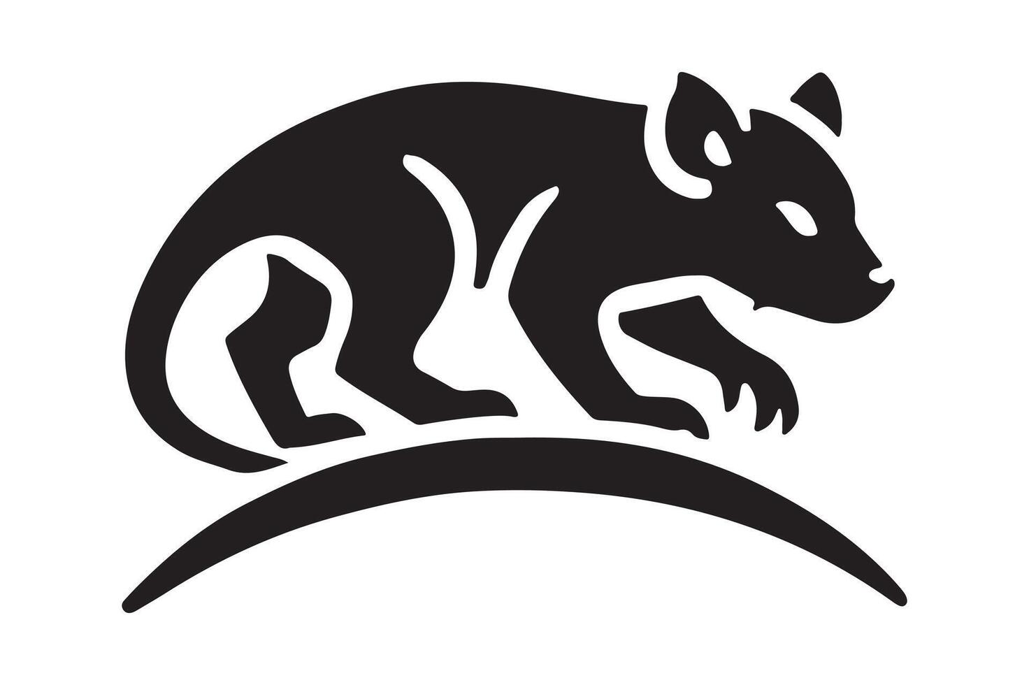 Black Silhouette of Tasmanian Devil Illustration vector