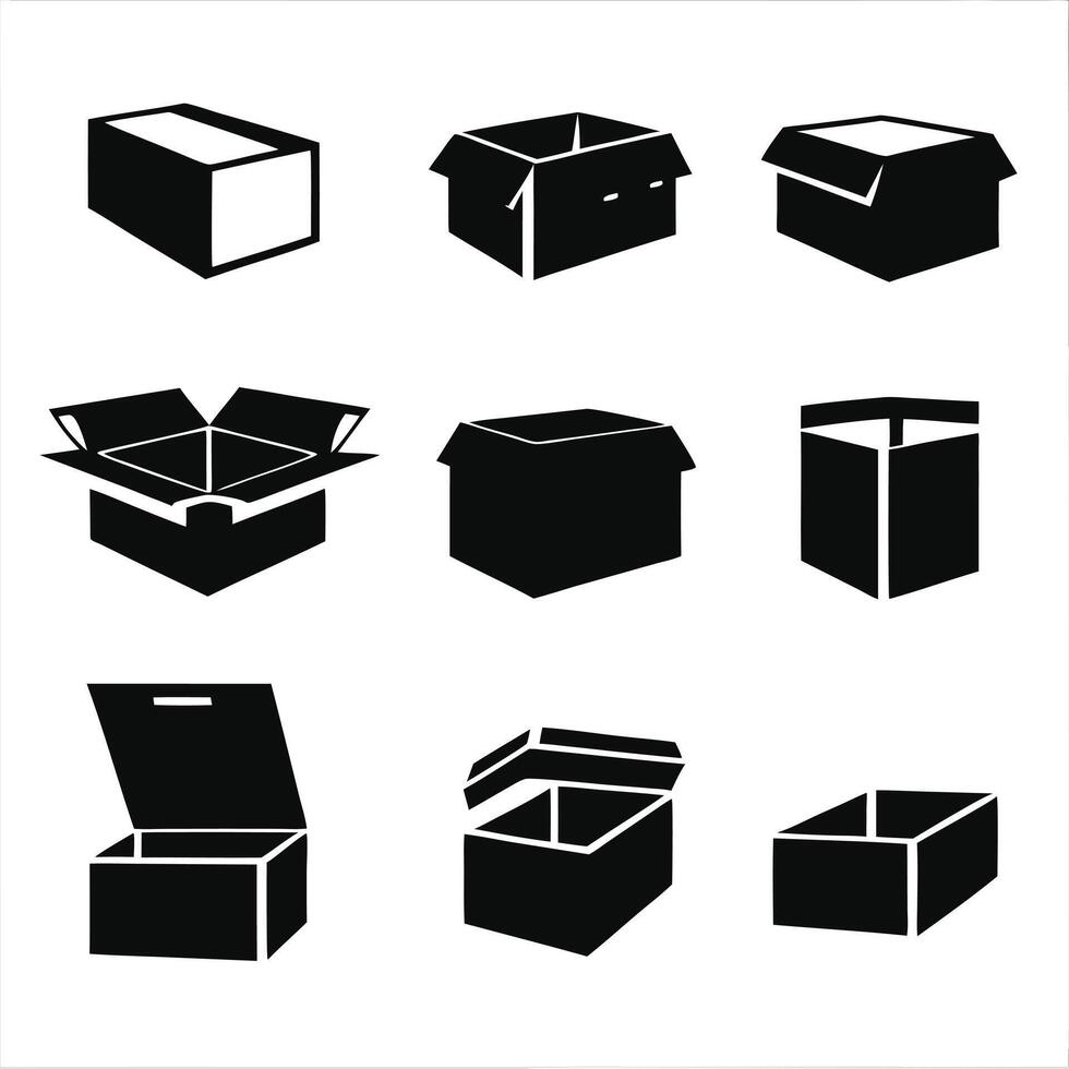 Stylized Box Silhouette Collection for Digital Use vector