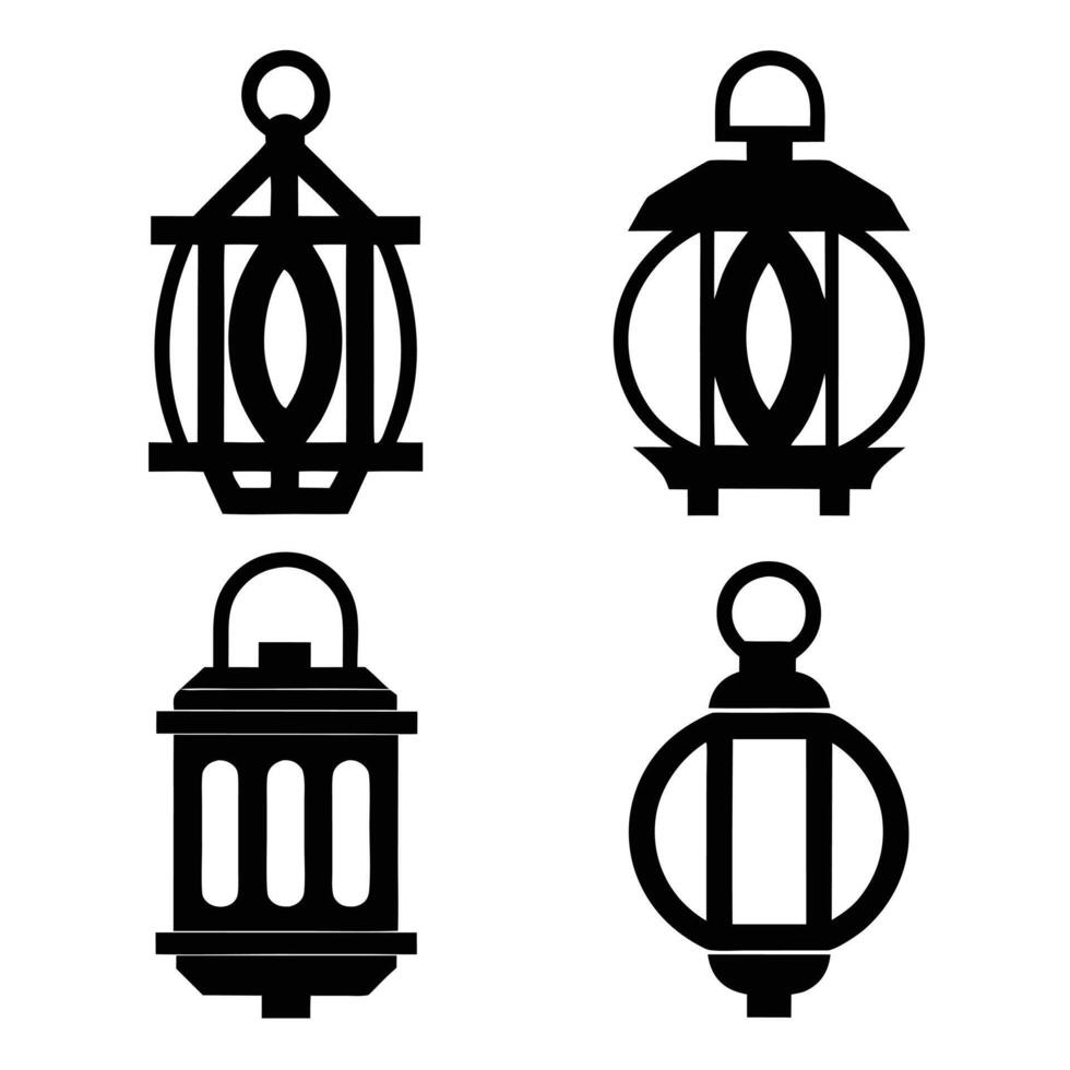Classic Hanging Lantern Silhouettes vector