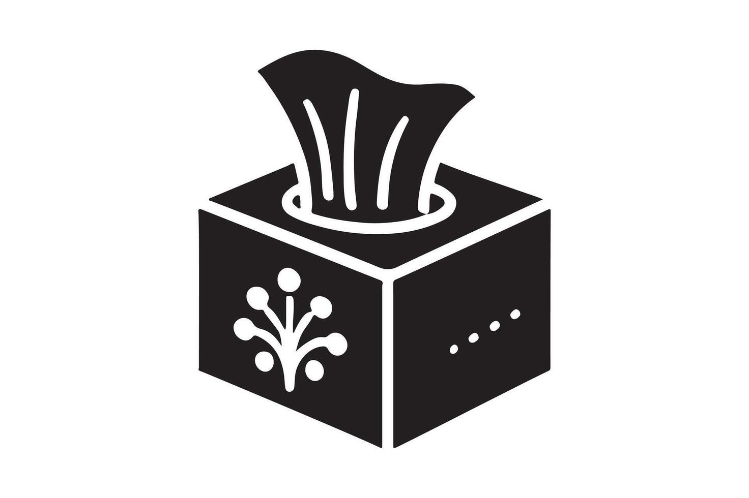 Minimalist Tissue Box Silhouette Black Illustration vector