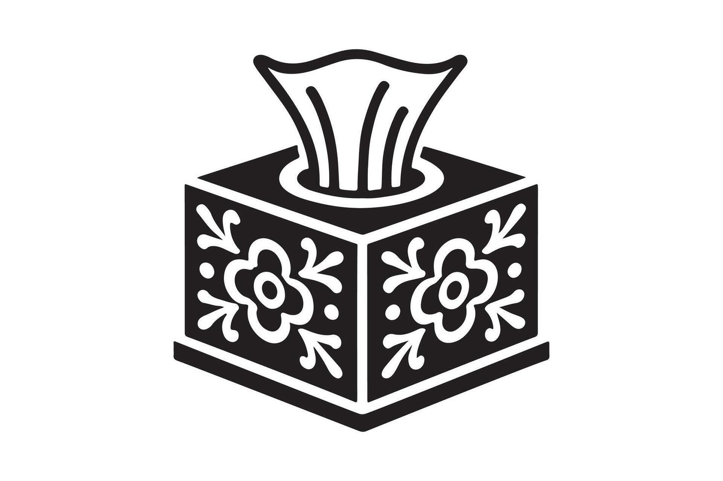 Clean Tissue Box Outline Black Design vector