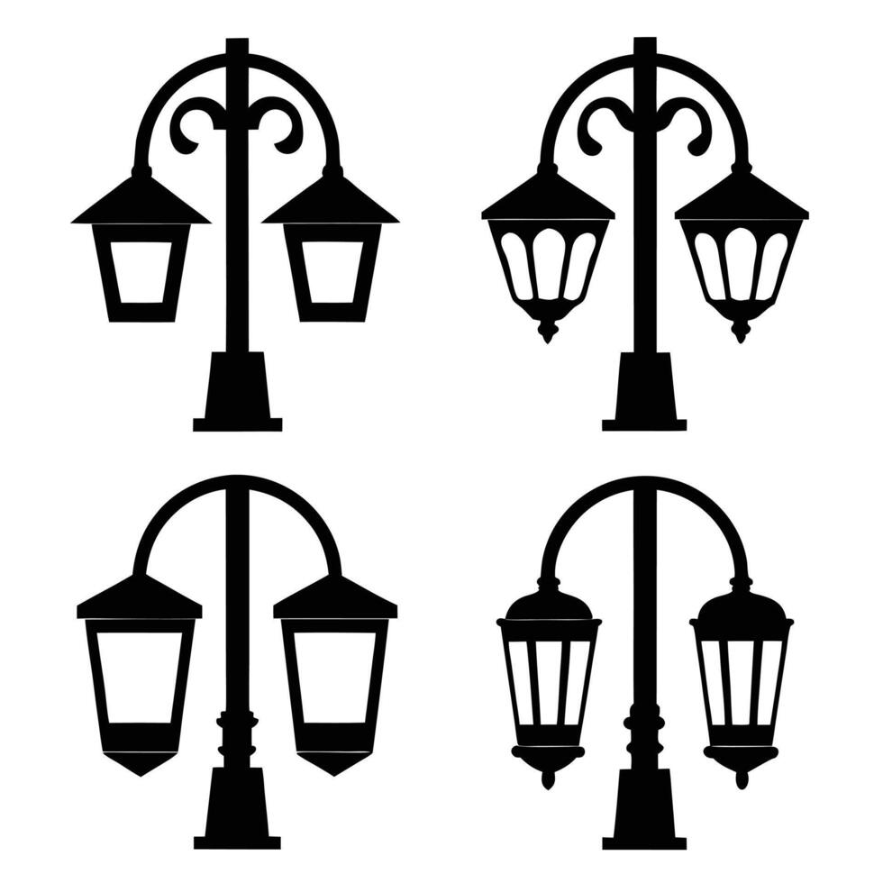 Classic Old Lamp Silhouettes for Design vector
