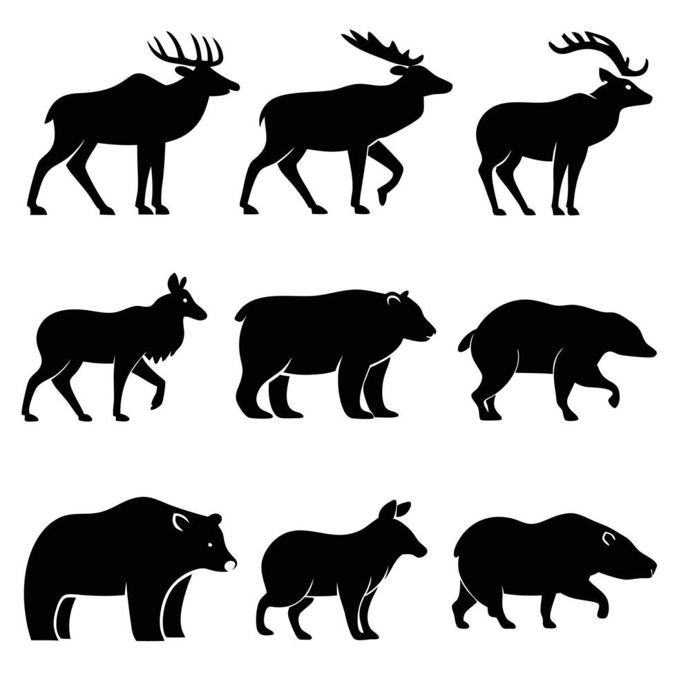 Safari and Jungle Animals Silhouette Pack vector