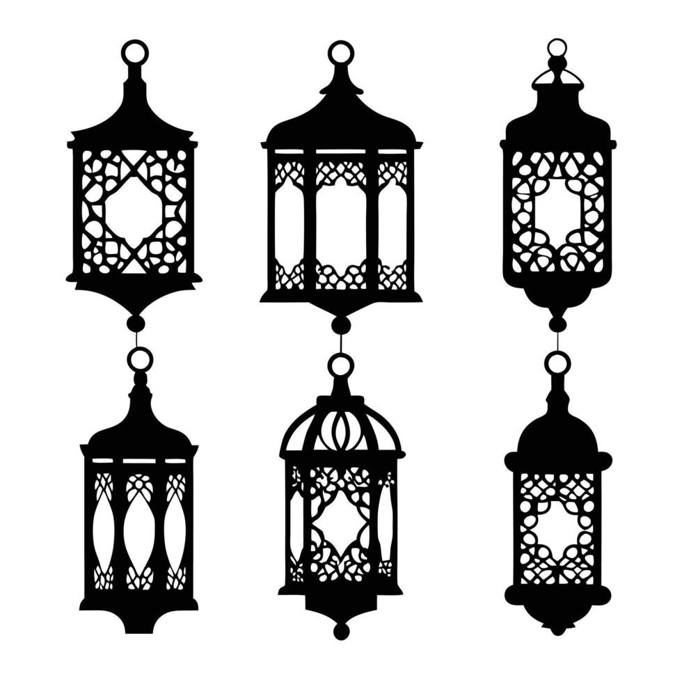 Elegant Chinese Lantern Silhouettes for Design vector