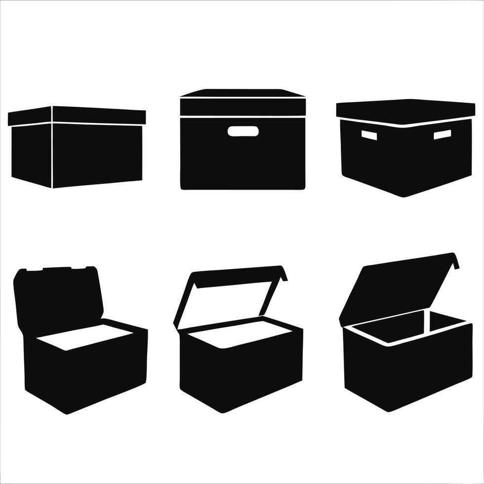 Collection of Box Silhouettes in Multiple Designs vector