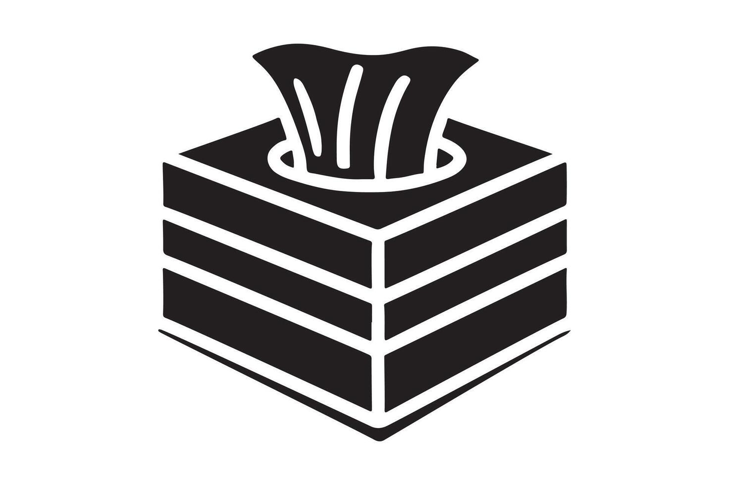 Tissue Box Outline Minimalist Black Silhouette vector