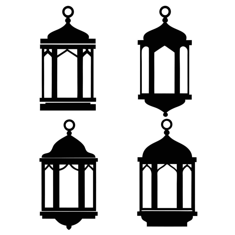 Set of Lanterns Silhouettes for Atmosphere vector