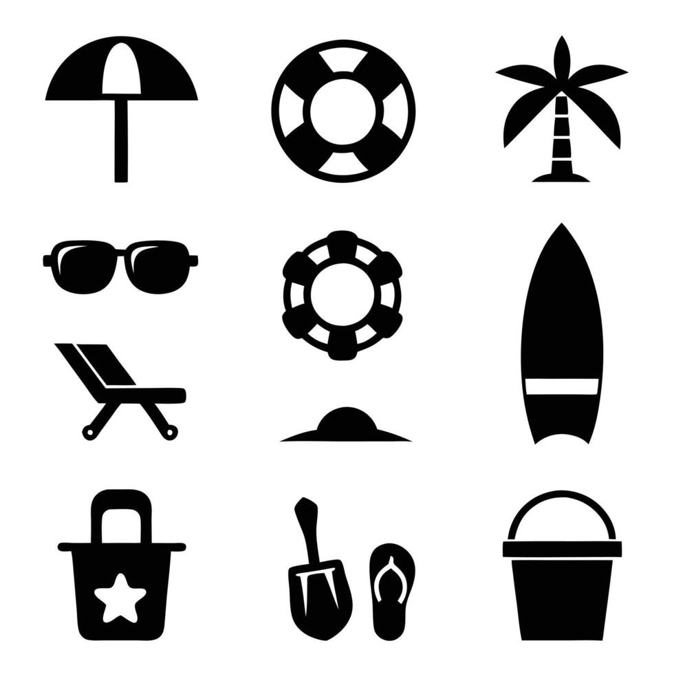 Stylized Beach and Holiday Symbols for Design vector
