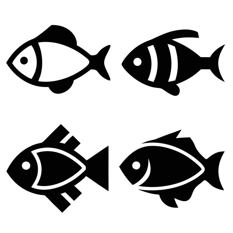Minimalist Fish Silhouettes vector