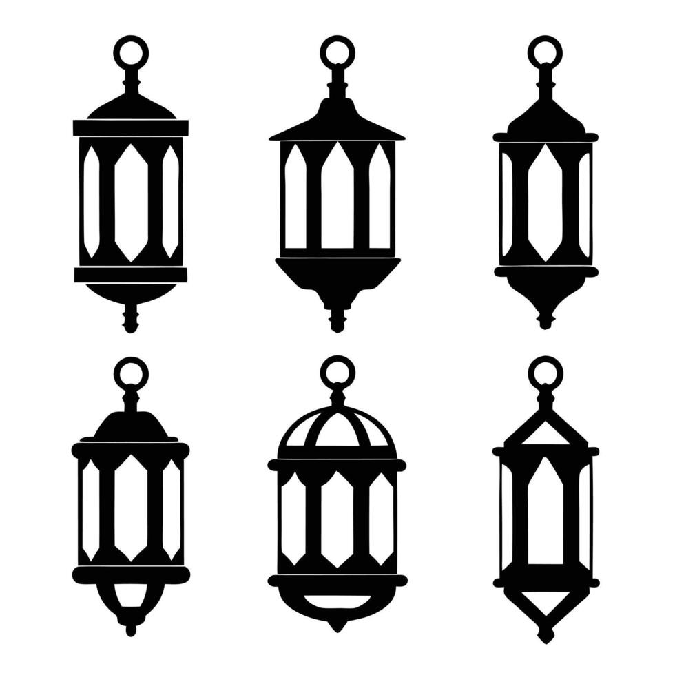 Silhouetted Lanterns for Atmospheric Designs vector