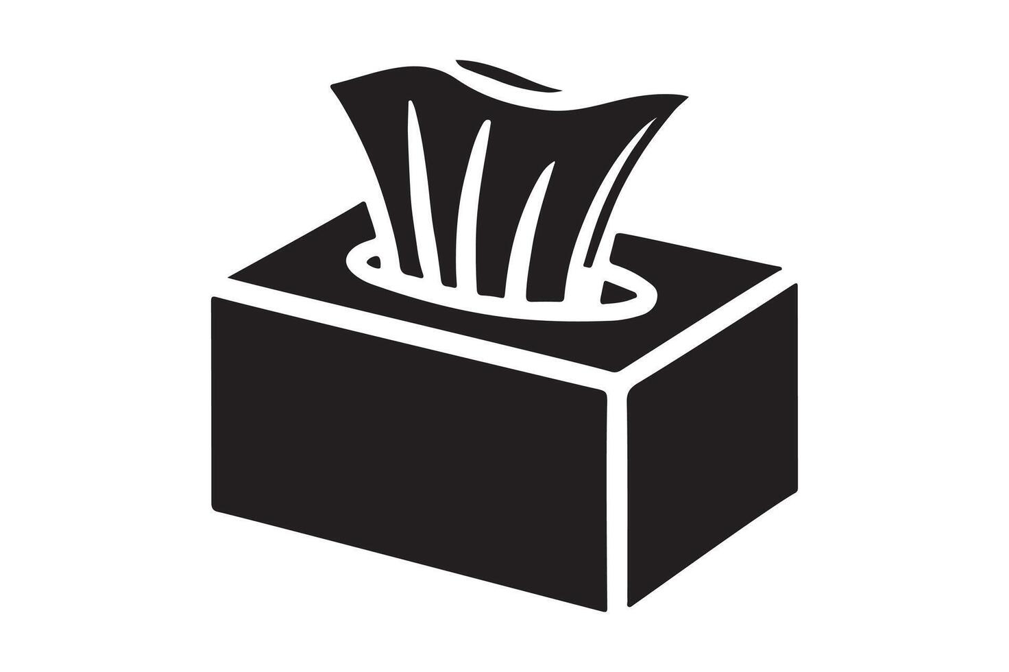 Tissue Box Illustration Simple Black Silhouette vector