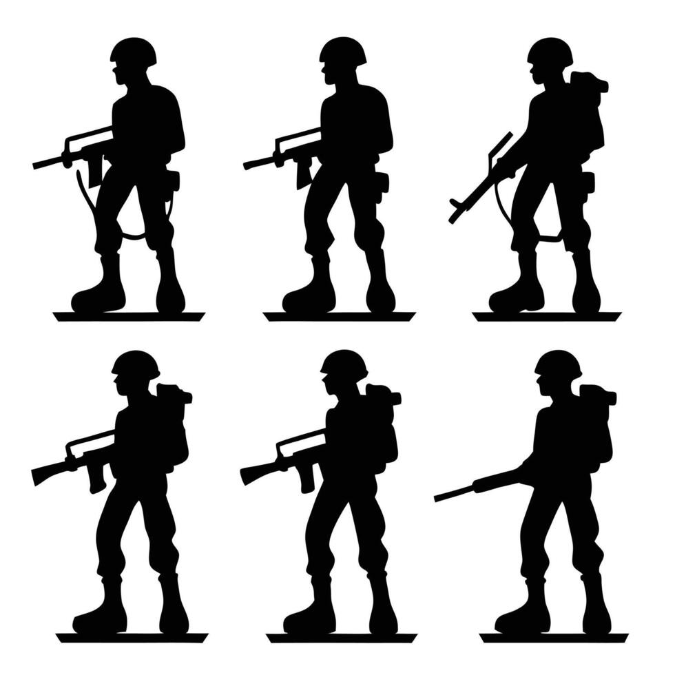 Army Soldier Silhouettes Tactical Combat Set vector