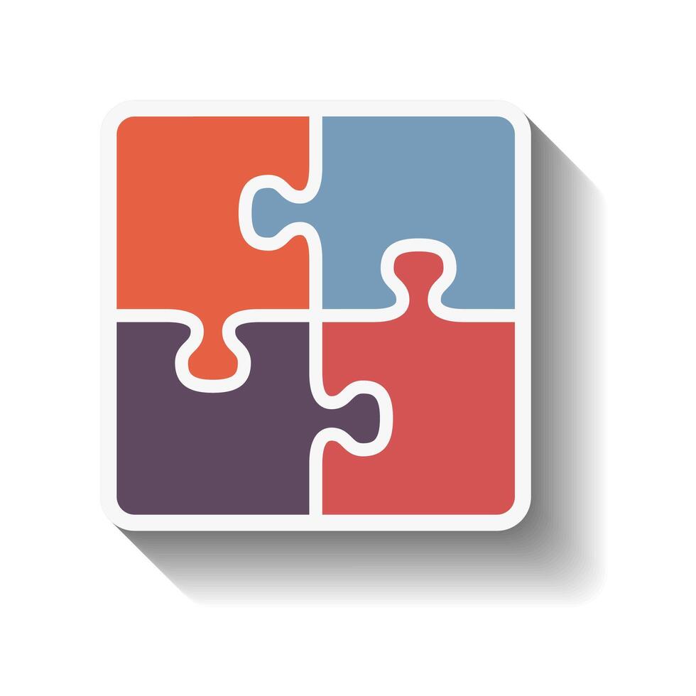 Puzzle square with diagonal shadow, flat design vector