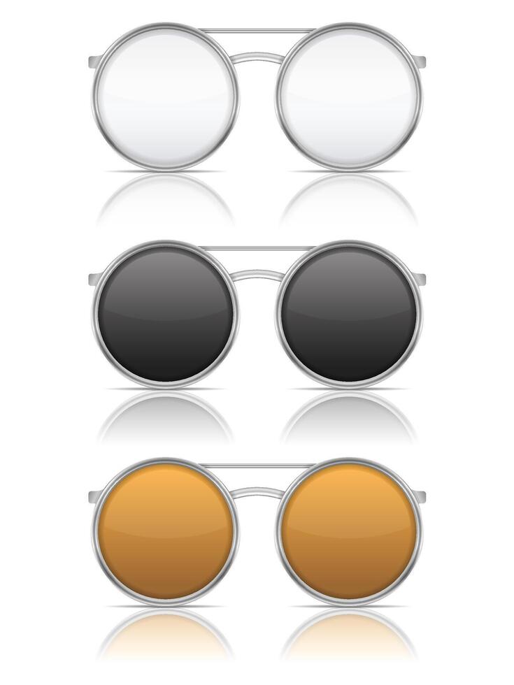 Glasses with reflection on white background vector