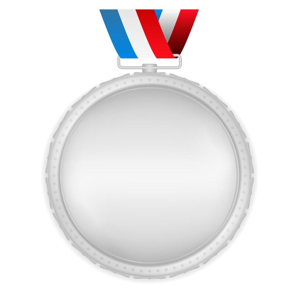 Silver medal with ribbon on white background vector