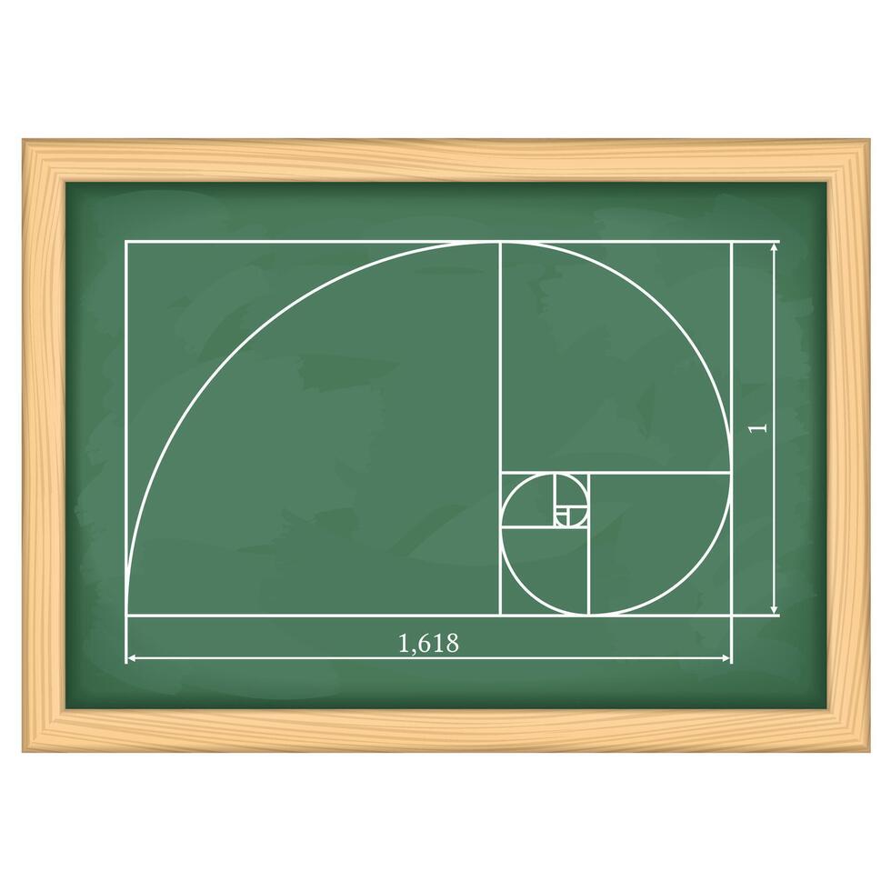 Illustration of a golden proportion on blackboard vector
