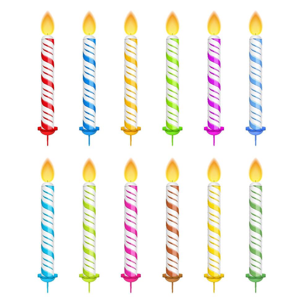 Set of birthday candles on white background vector