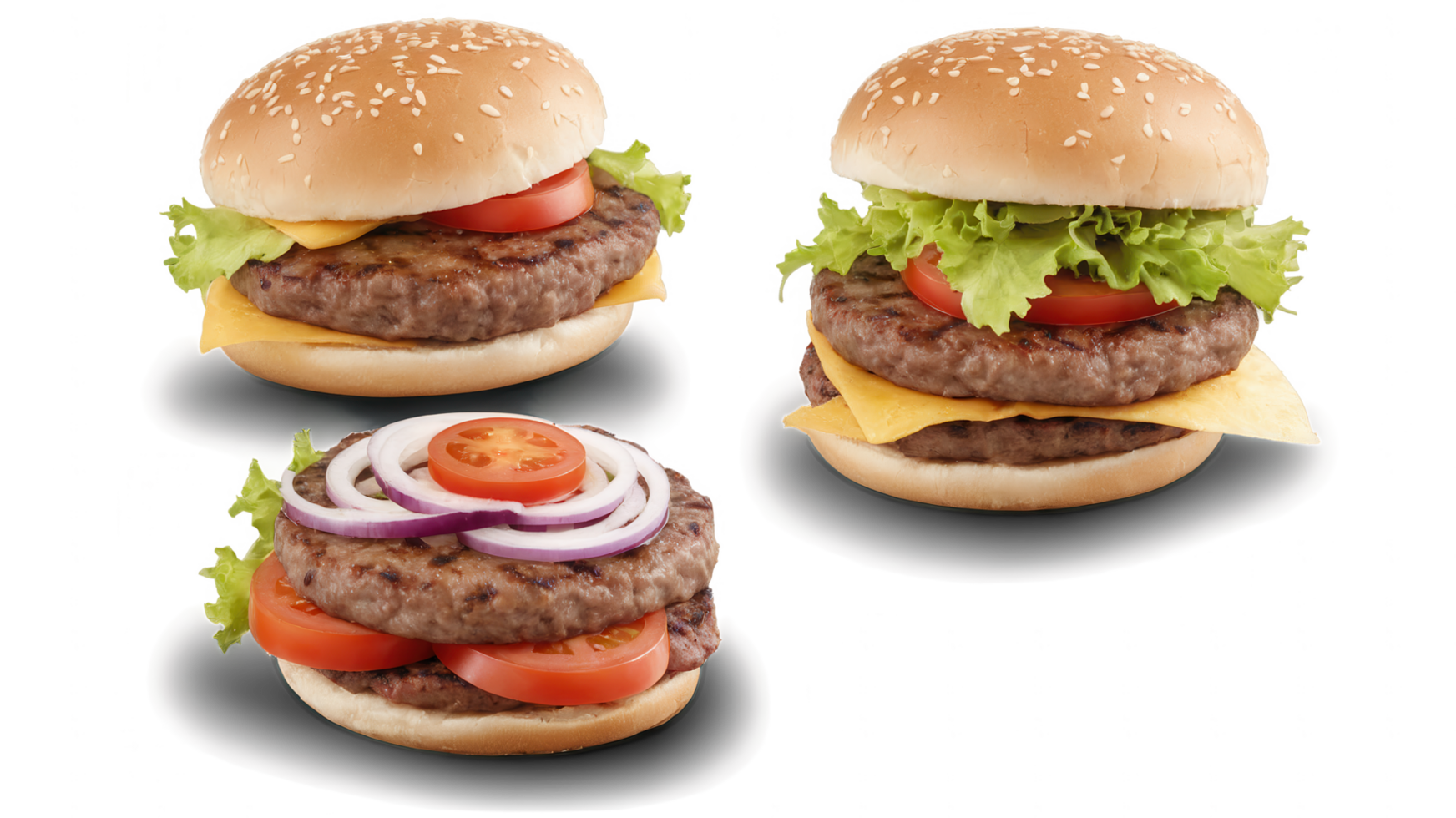 Juicy patties, crisp toppings, and fluffy buns. The perfect burger, any way you like it png