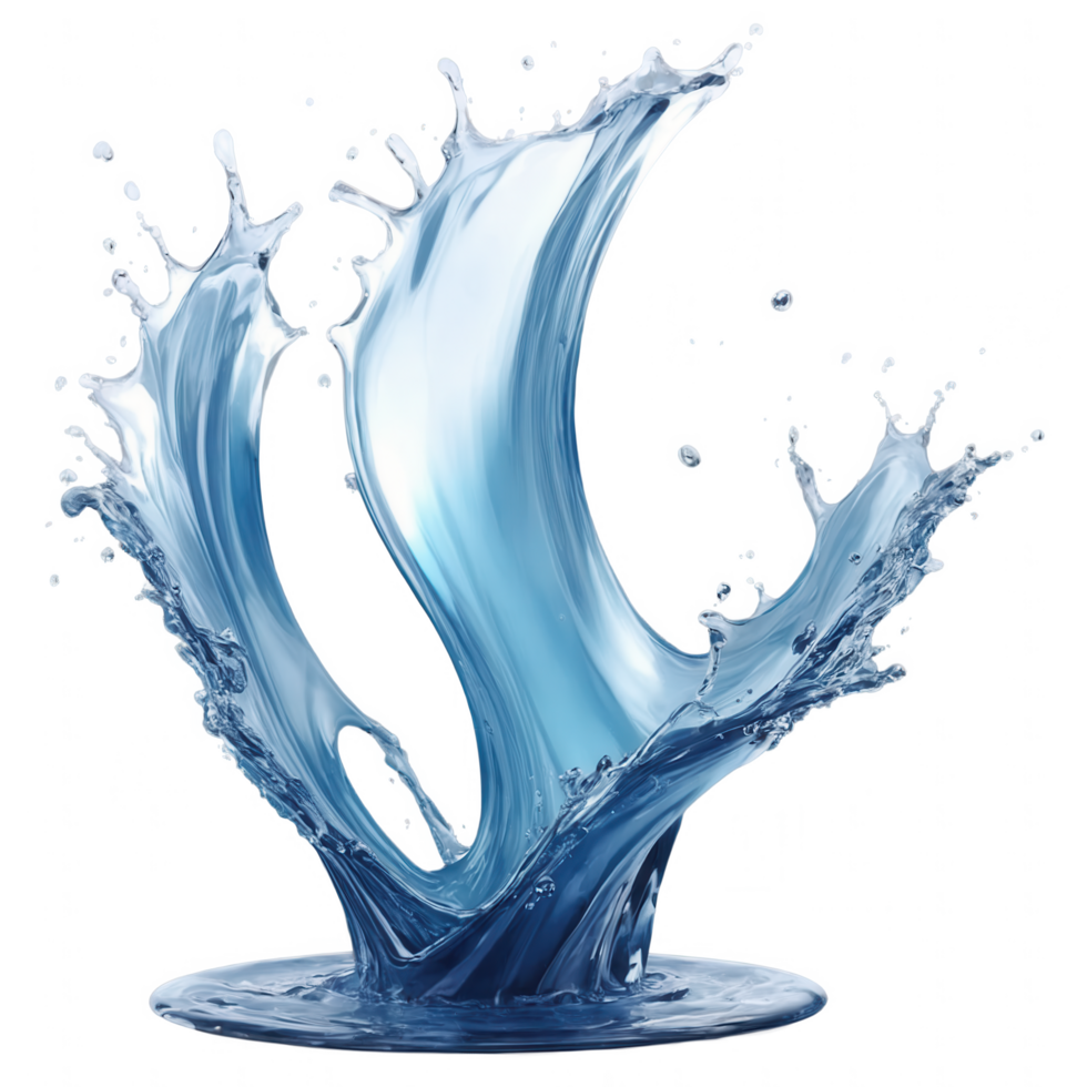 Dynamic water splash, frozen in time, showcasing its fluid elegance and energy. png